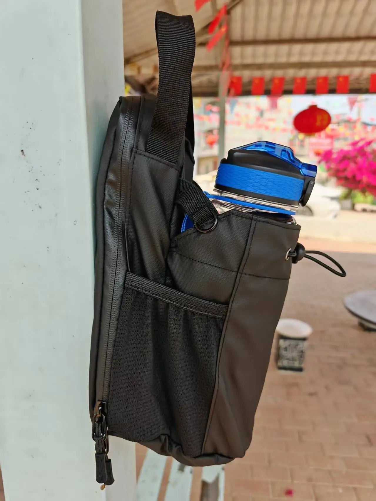 Magnetic Gym Sling Bag Water Bottle & Phone Holder Waterproof Crossbody Bag for Outdoor Sports Travel Fitness Accessories